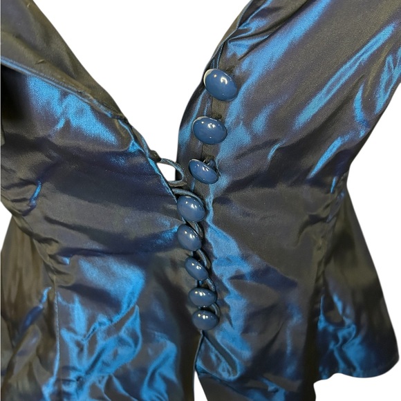 Vintage Iridescent Blue Corset-Style Off-Shoulder Top  - Small - Picture 8 of 16